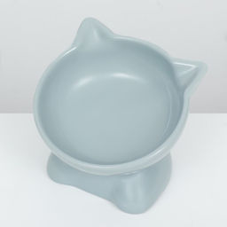 Миска для кошек керамическая Пижон "Киса" на подставке-лапках 200 мл, 13 х 12 х 8 см, серая
