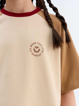 Футболка оверсайз Колор блок Крем-брюле 7+ - Bungly фото 4