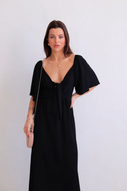 Martichelli Платье с завязками на груди чёрное  фото 9