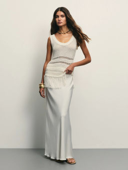 Топ ажурной вязки с бахромой / Zarina  фото 2