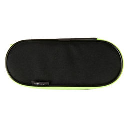 Пенал - футляр Calligrata Black, 85×210×50 мм, с откидной планкой, мягкий, текстильный, чёрный/ярко-салатовый