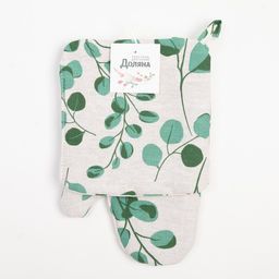 Набор кухонный Доляна «Эвкалипт»: варежка 20×27 см, прихватка 19×19 см, 100% хлопок