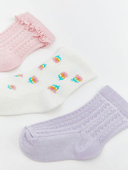 ?i?ekli K?z Bebek Soket ?orap 3l?