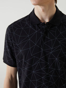 Polo Yaka K?sa Kollu Desenli Erkek Ti??rt