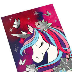 Блокнот А5, 40 листов, на скрепке, в точку, тиснение серебро, «Минни Маус и единорог»