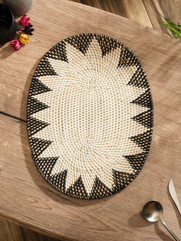 Коврик сервировочный плетеный овальный ротанг, 40х30х0,5 см, чёрно-белый - Simaland фото 2