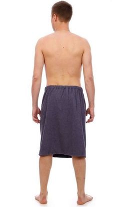 Килт мужской для бани и сауны СЕРЫЙ махровый хлопок 100% - Лен поволжья фото 4