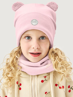 Комплект шапка и снуд 12л22626 пудра