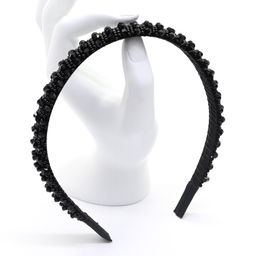 Ободок для волос с цирконом, цвет черный