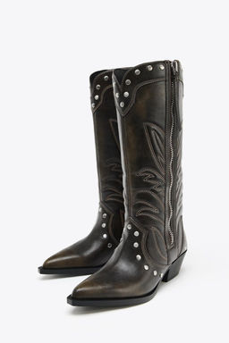 COWBOY STUDDED BOOTS - Zara фото 11
