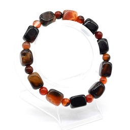 Браслет из сардоникса прямоугольник 9*12мм, шарик 6мм