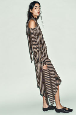 ASYMMETRIC STRIPED SKIRT - Zara фото 5