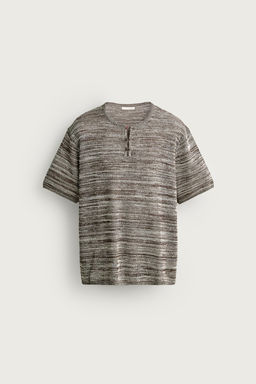 CAMISETA PUNTO CUELLO PANADERO / Marr?n / Crudo - Zara фото 7