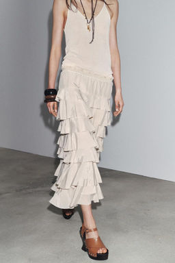 ZW COLLECTION MIDI SKIRT WITH RUFFLES - Zara фото 3