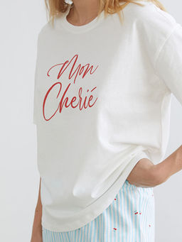 Bisiklet Yaka Bask?l? Kad?n Pijama Tak?m?