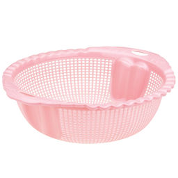 Дуршлаг пластмассовый Лист д23,5см h8см, с ручками, волнистый край, цвета в ассортименте: розовый, бирюзовый (Китай) - Домашняя мода фото 2