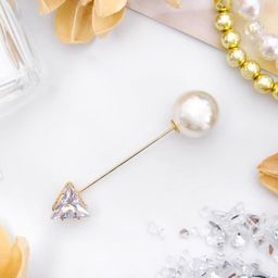 Булавка "Стрела" 5см, цвет белый в золоте