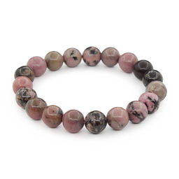 Родонит темно-розовый 10мм, браслет "Классика" длина 16см