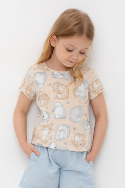 Crockid _ КР 302747/песчаный,зайчики и ромашки к563 фуфайка (футболка) для дев  фото 8