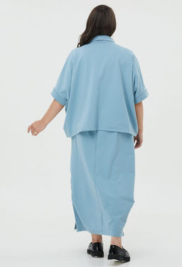 Костюм с юбкой голубой из футера