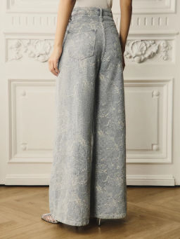 Джинсы WIDE LEG с высокой посадкой с жемчужной цепью / Zarina