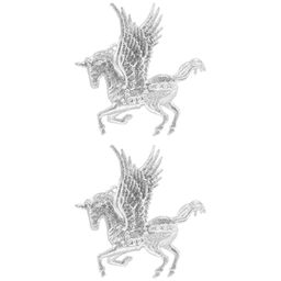 Набор 2 новогодних игрушек 13*13,5 см "Единорог", прозрачный с серебром