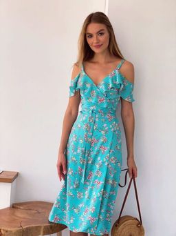 4195 Сарафан в цветочек в цвете тиффани - Martichelli фото 3