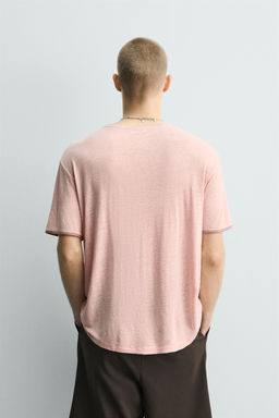 CAMISETA VISCOSA - LINO CONTRASTE / Rosa claro