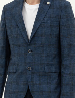 Lacivert Slim Fit Y_n Kar___ml_ Ceket