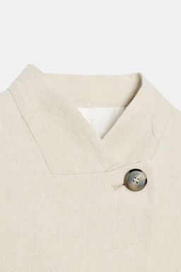 BLAZER CON LINO MANGA CORTA / Beige claro - Zara фото 5
