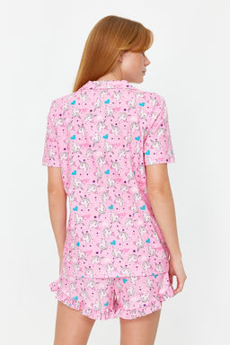 Pembe %100 Pamuklu Eglenceli Desenli F?rf?rl? Sortlu Orme Pijama Tak?m? THMSS22PT0483 - Trendyolmilla фото 6