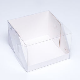 Кондитерская коробка с пластиковой крышкой, белая 20.5×20.5×14 см