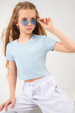Укороченная футболка в рубчик для девочки Happyfox