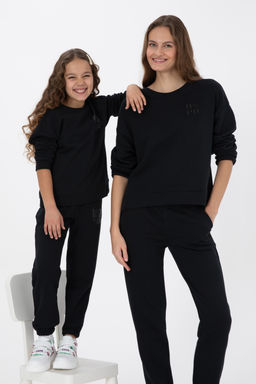 K_z _ocuk Siyah Simli Bask_ Detayl_ Bisiklet Yaka Basic Sweatshirt Sepette S_rpriz _ndirim - U.s. polo assn фото 7
