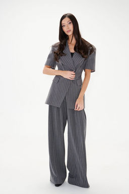 Пальто-пиджак Annete А5447 двубортный костюмная ткань серый  фото 8