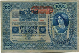 1000 крон 1902 года Австрия  Надпечатка