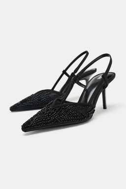 MESH RHINESTONE SLINGBACK SHOES - Zara фото 9