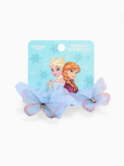 Цена за 2 шт. Резинка для волос «Бабочки» голубая, Холодное сердце