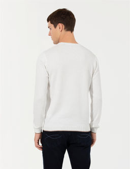 Ekru Regular Fit Bisiklet Yaka Triko Kazak - Pierre cardin фото 5