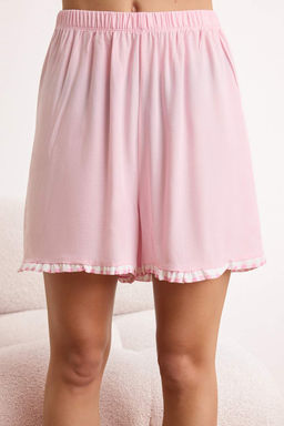 Pembe Ekose F?rf?r Detayl? Viskon Dokuma Pijama Tak?m? THMSS26PT00030