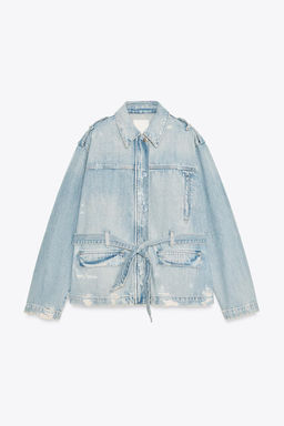 BELTED TRF DENIM JACKET - Zara фото 6
