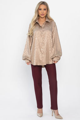 Рубашка атласная Все мысли о тебе (бежевая) Б15352-7М - Lt collection фото 2
