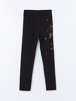 Beli Lastikli Bask?l? K?z ?ocuk Uzun Tayt