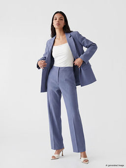 Keten Kar???ml? Kad?n Blazer Ceket