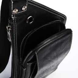 Сумка слинг мужская из искусственной кожи, цвет чёрный - Simaland фото 7