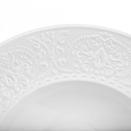 "Русь" Тарелка глубокая фарфоровая д228мм h44мм, 400мл, белый, рельефный декор (Китай)
