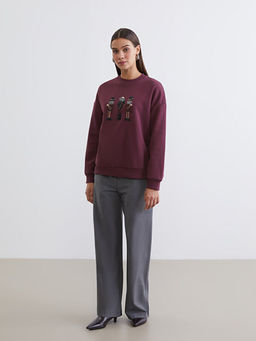 ??lemeli Kad?n Kal?n Sweatshirt Tunik