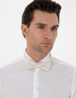 Beyaz Slim Fit Pamuk Kar___ml_ Ata Yaka Smokin G_mlek