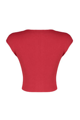 K?rm?z? fitted/vucuda Oturan Fitilli Esnek Orme Bluz TWOSS24BZ00641