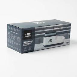 Дозатор для моющего средства с подставкой для губки Raccoon, 550 мл, губка в комплекте, чёрный